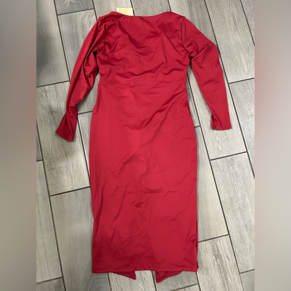 Popilush Shapewear Ruched Long Sleeve Midi Dress For Insiders Size - Picture 6 of 7